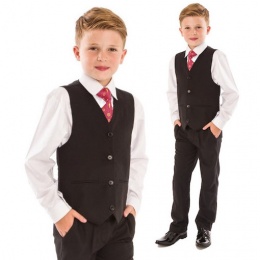 Boys Black 4 Piece Slim Fit Suit